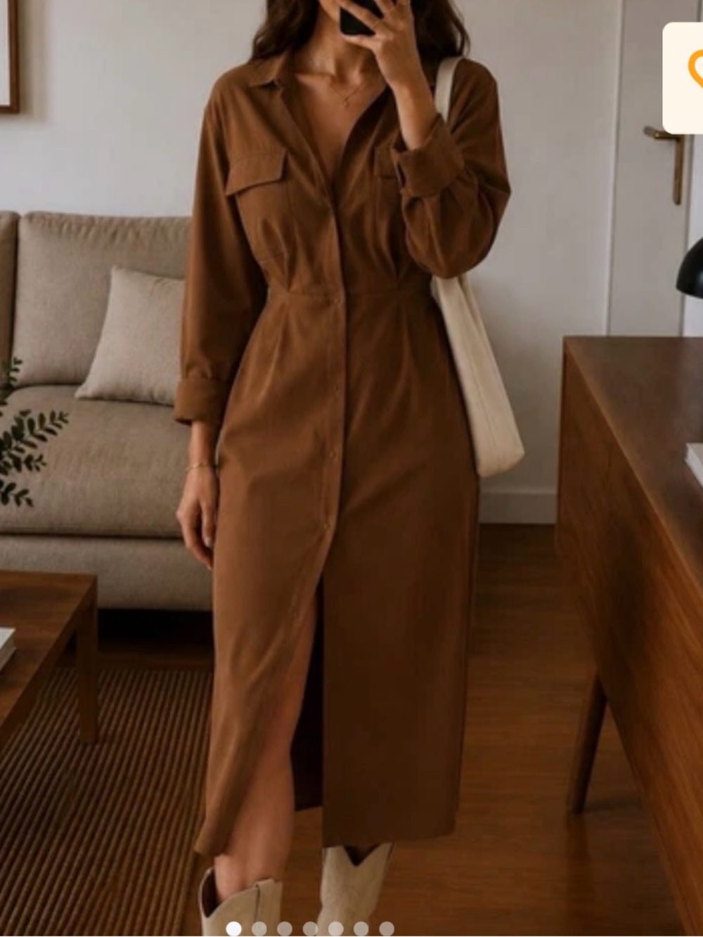 Zara utility dress in brown. Midi, button front,long sleeve Xs